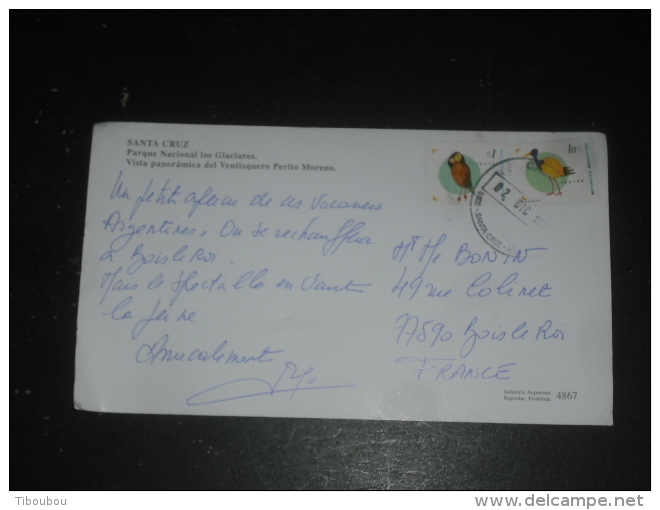 LETTRE ARGENTINE ARGENTINA AVEC YT 1889 ET 1959 - CHOUETTE OWL IPACAA - SANTA CRUZ PARC NATIONAL LOS GLACIARES - - Cartas & Documentos