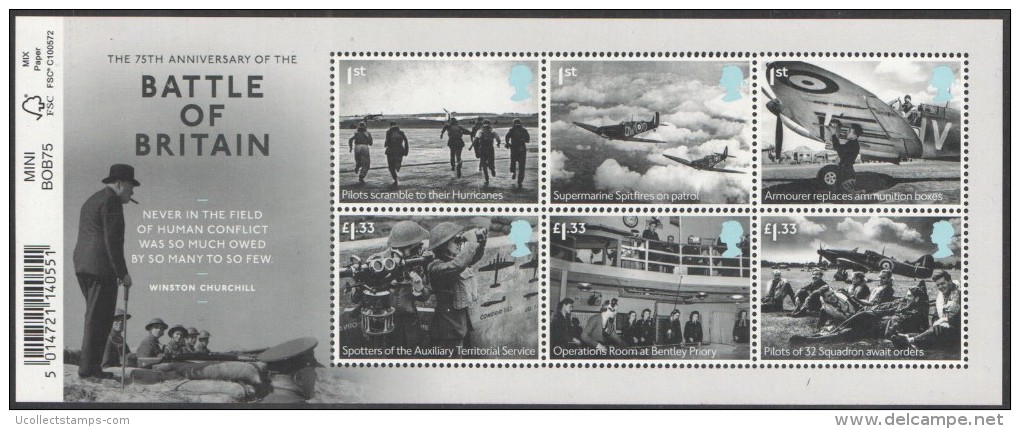 Great BritaIn  2015   Battle Of Britain    Blok/m/s     Postfris/mnh/neuf - Unused Stamps