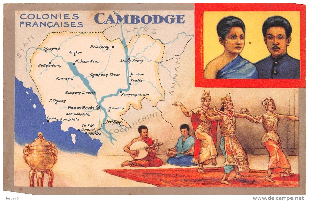 ASIE - CAMBODGE - Carte Géographique -  Colonies Françaises - Cambodge