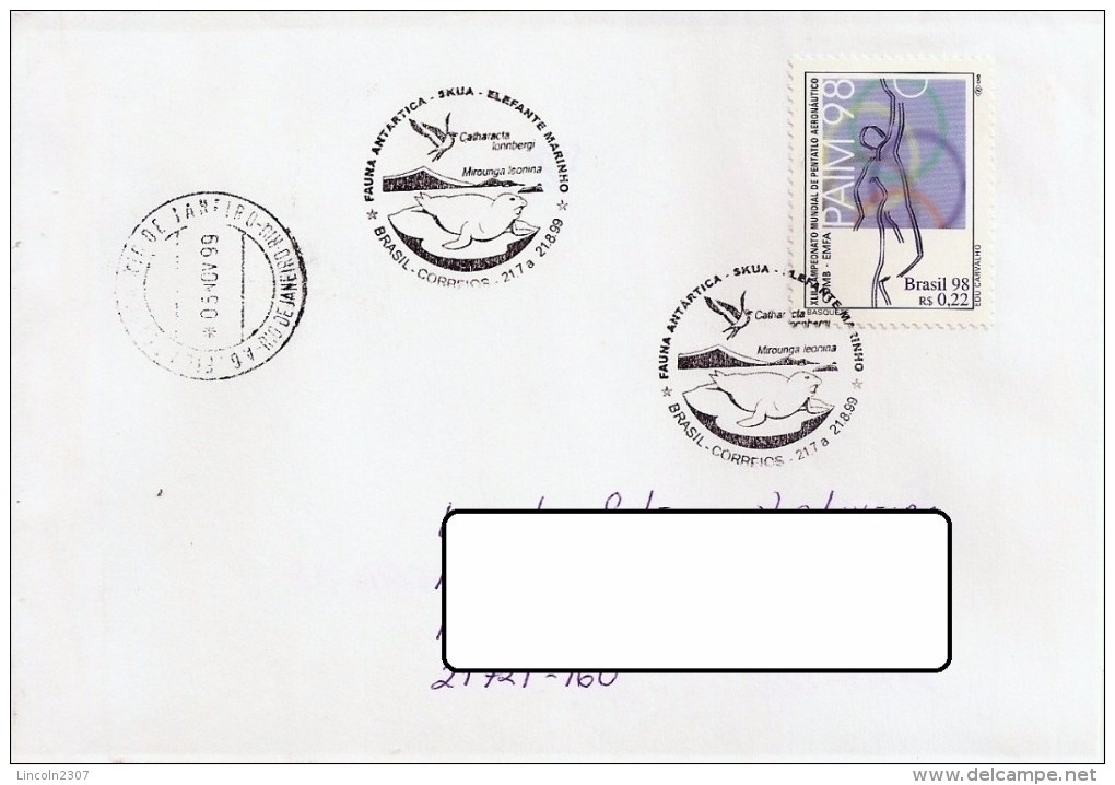 LSJP BRAZIL Cover Antartica Fauna Elephant Seal 1999 - Brieven En Documenten