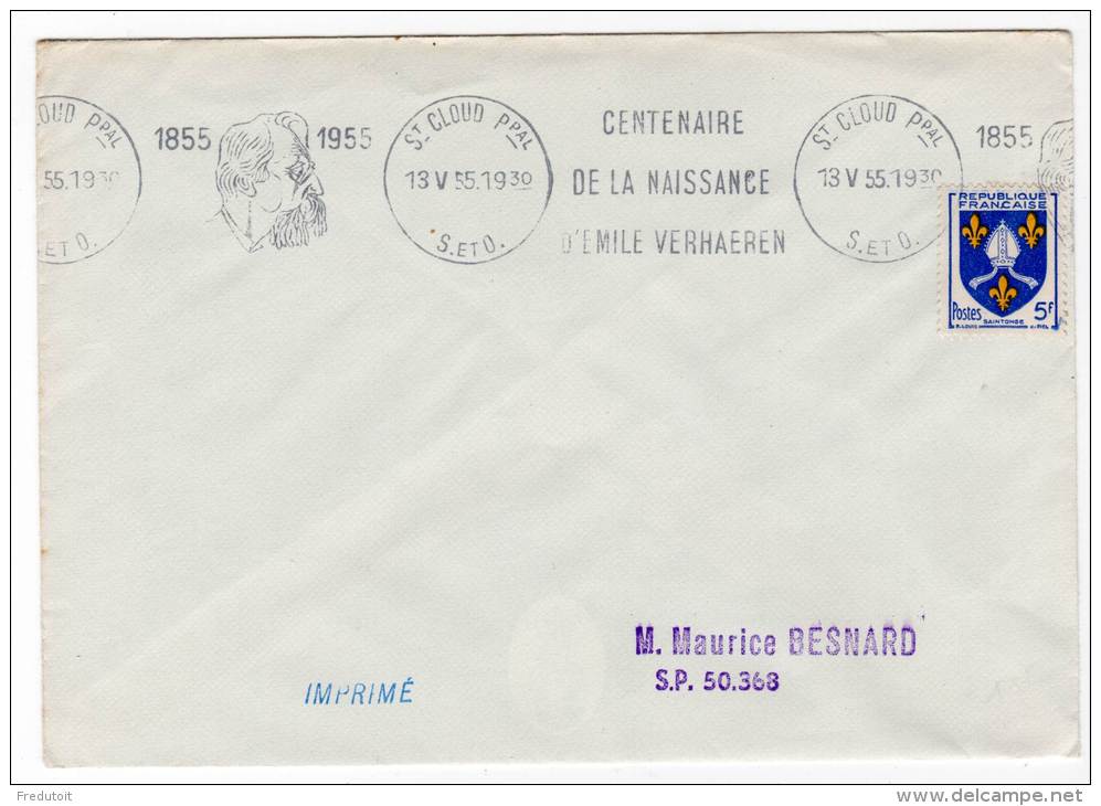 SAINT CLOUD - 1955 - FLAMME : Centenaire De La Naissance D'Emile Verhaeren - Mechanical Postmarks (Advertisement)