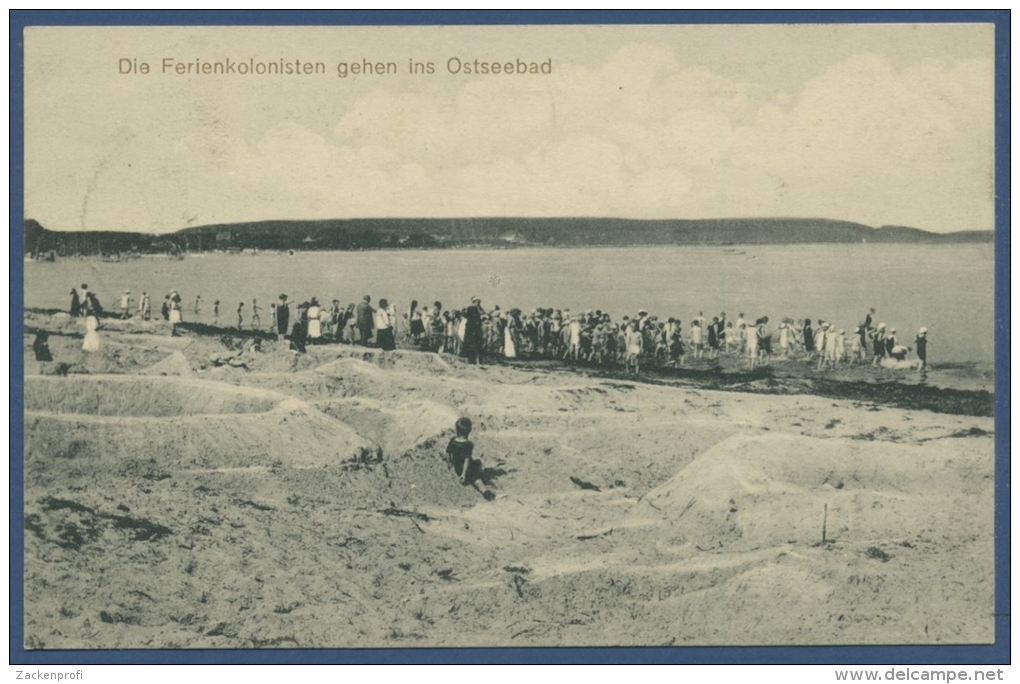 Ostseekolonie Niendorf Bei Travemünde Urlauber Beim Baden, Gelaufen 1915 (AK594) - Lübeck-Travemuende