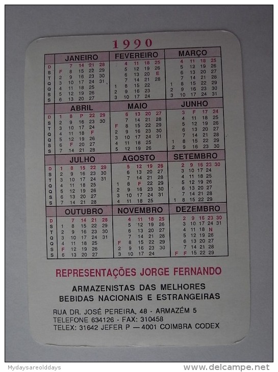 1 CALENDAR SMALL - PORTUGAL BEBIDA BOISSON DRINK BEVANDA GETRÄNK UISQUE WHISKY - Petit Format : 1981-90