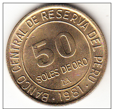 PERÚ 1981   50  SOLES DE ORO. ESCUDO DEL PERÚ.NUEVA SIN CIRCULAR .CN4283 - Perú