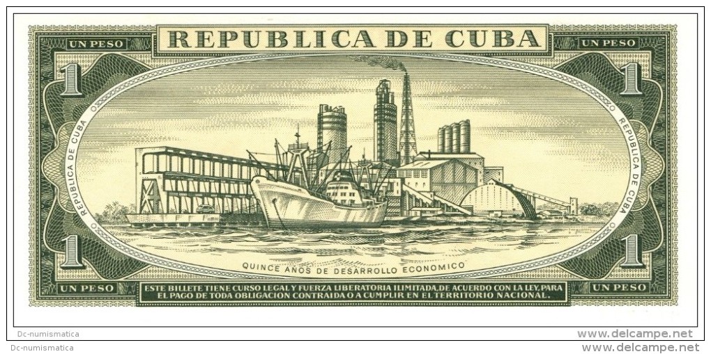 1975 - 1 PESO SPECIMEN SCARCE  UNCIRCULATED XV ANIV. DE LA NACIONALIZACION DE LA BANCA - Cuba