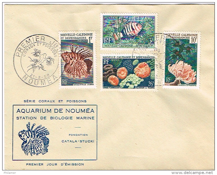 Nouvelle Caledonie FDC Enveloppe Premier Jour Speciale Aquarium Noumea Rascasse Corail Anemone Poisson Lagon 59 TB - Brieven En Documenten