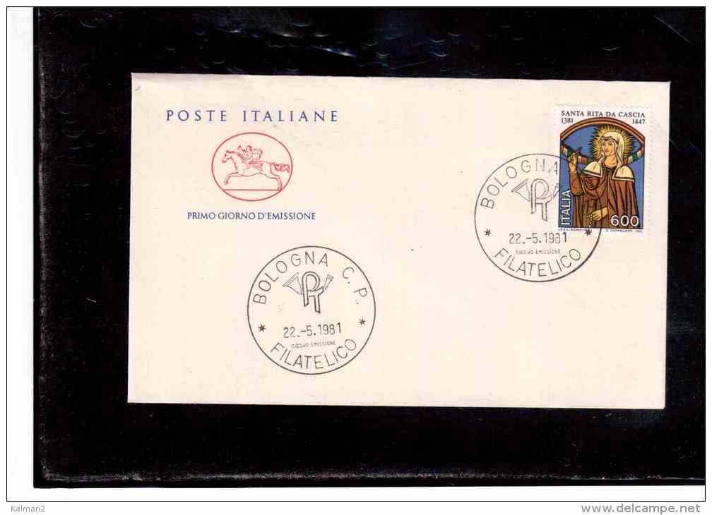 FDC1076   -     BOLOGNA  22.5.1981    /    SANTA RITA DA CASCIA - FDC