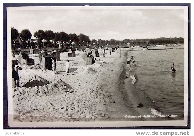 Alte Karte "Ostseebad HAFFKRUG - Strandleben"  Scharbeutz 1948 - Scharbeutz