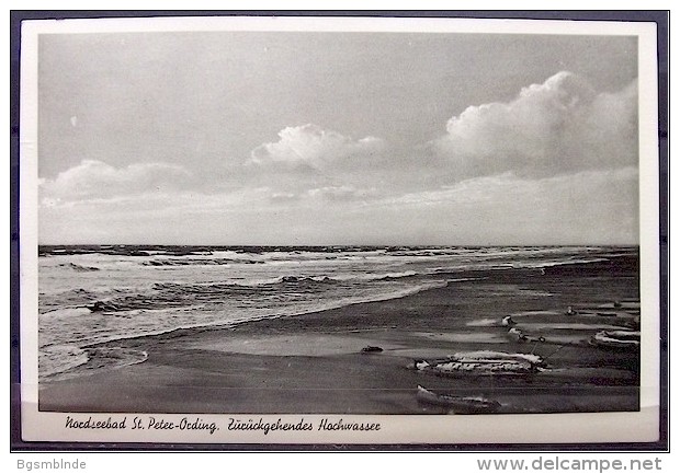 Alte Karte "Nordseebad ST. PETER ORDING - Zurückgehendes Hochwasser"   1951 - Nordfriesland