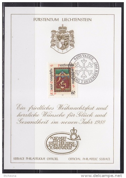 = Carte De Bonne Année Vaduz 7.12.87 Liechtenstein Service Philatélique Officiel - Covers & Documents