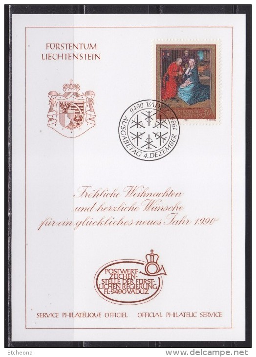 = Carte De Bonne Année Vaduz 4.12.89 Liechtenstein Service Philatélique Officiel - Briefe U. Dokumente