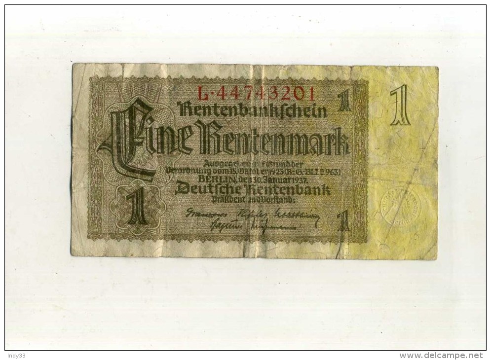 - ALLEMAGNE . BILLET  1 M. 1937 . - Autres & Non Classés