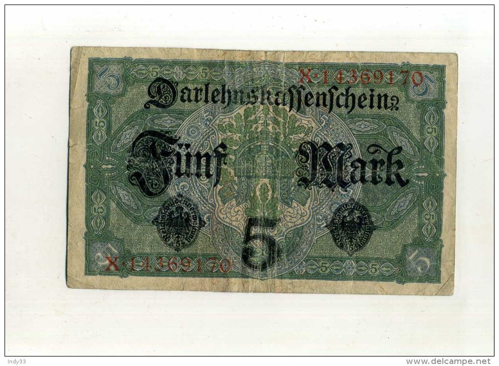 - ALLEMAGNE EMPIRE . BILLET 5 M. 1917 . - 5 Mark