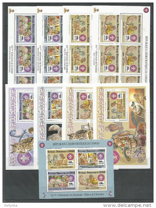 République Démocratique Du Congo - 2530/2533 (6x) + BL492/495 + BL496 - Scouts - Hiboux - 2007 - MNH - Ongebruikt