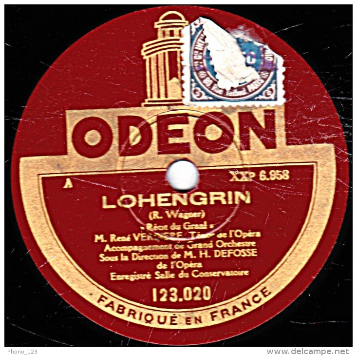 78 Trs 30 Cm état EX - René VERDIERE - LOHENGRIN "Recit Du Graal" "Nothung, Nothung, Glaive Rêvé" - 78 T - Disques Pour Gramophone