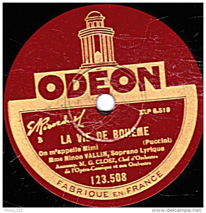 78 Trs 30 Cm état TB - DI MAZZEI - LA VIE DE BOHÈME  "Que Cette Main Est Froide" "On M'appelle Mimi" - 78 Rpm - Schellackplatten