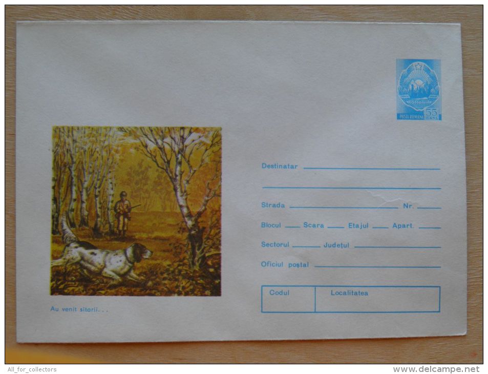 Postal Stationery Cover From Romania, Animals Fauna Dog Hunting Chien - Entiers Postaux