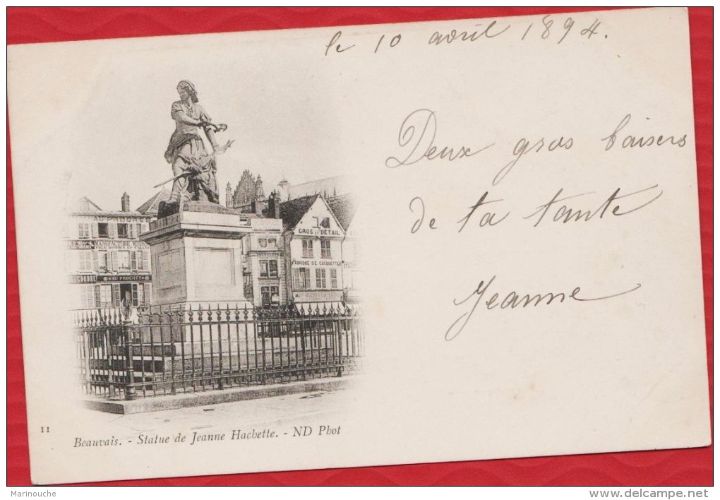 60 - BEAUVAIS - Statue Jeanne Hachette - Datée De 1894 - Nuage, Précurseur TBE - R/V - Beauvais