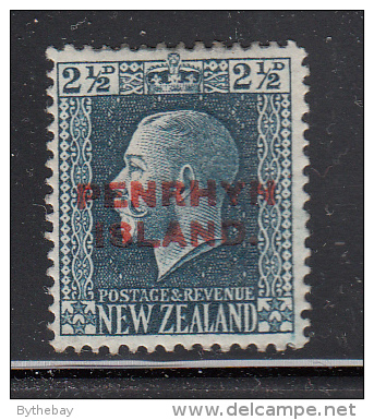 Penrhyn Island MH Scott #21 SG #24 Penrhyrn Island Overprint On NZ 2 1/2p George V - Penrhyn