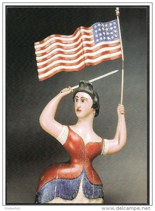 USA: Intero, Stationery, Entier, Bandiera, Flag, Drapeau, Scultura, Sculpture, Carving, 2 Scan - Covers