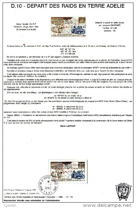 NOTICE PHILATELIQUE  174 D 10  GEPARTS DES RAIDS  NO YVERT ET TELLIER  PA 127 OBLITERATION PORT AUX FRANCAIS  1993 - Autres & Non Classés