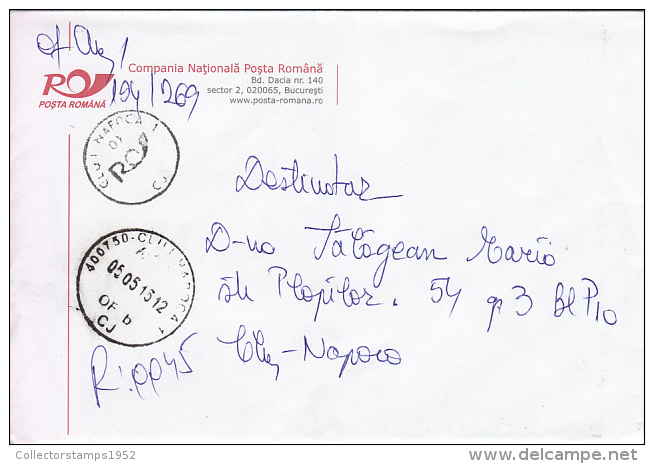 27502- PREPAID REGISTERED COVER, ROMANIAN POSTAL SERVICE HEADER, 2015, ROMANIA - Brieven En Documenten