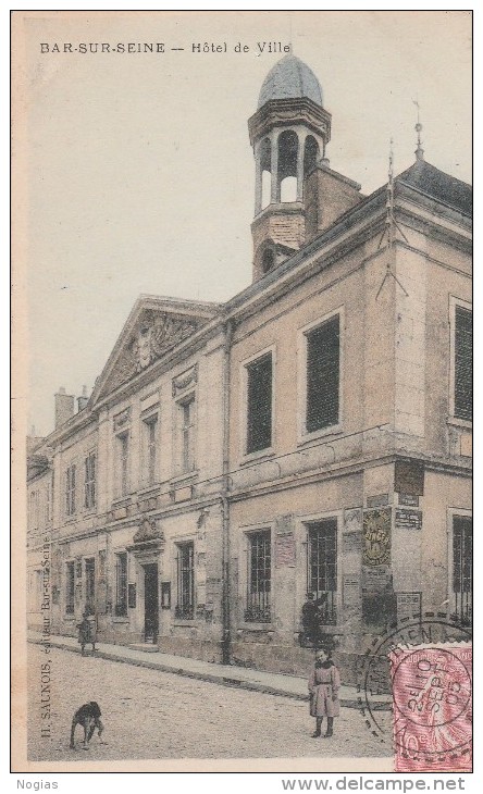 BAR SUR SEINE - L'HOTEL DE VILLE - BELLE CARTE - COLORISEE - ANIMEE -  TOP !!! - Bar-sur-Seine