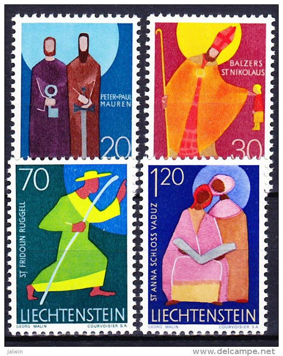 LIECHTENSTEIN 1967-71 YT N° 436, 437, 440 Et 443 ** - Unused Stamps