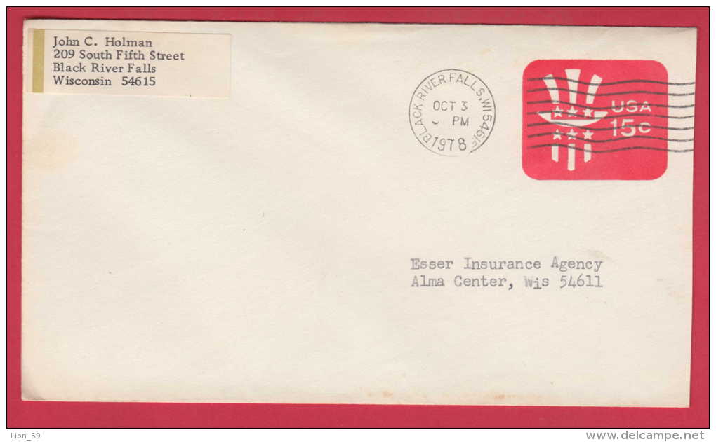 182301 / 1978 - 15 C. - UNCLE SAM , BLACK RIVER FALLS , Stationery Entier Ganzsachen United States Etats-Unis USA - 1961-80