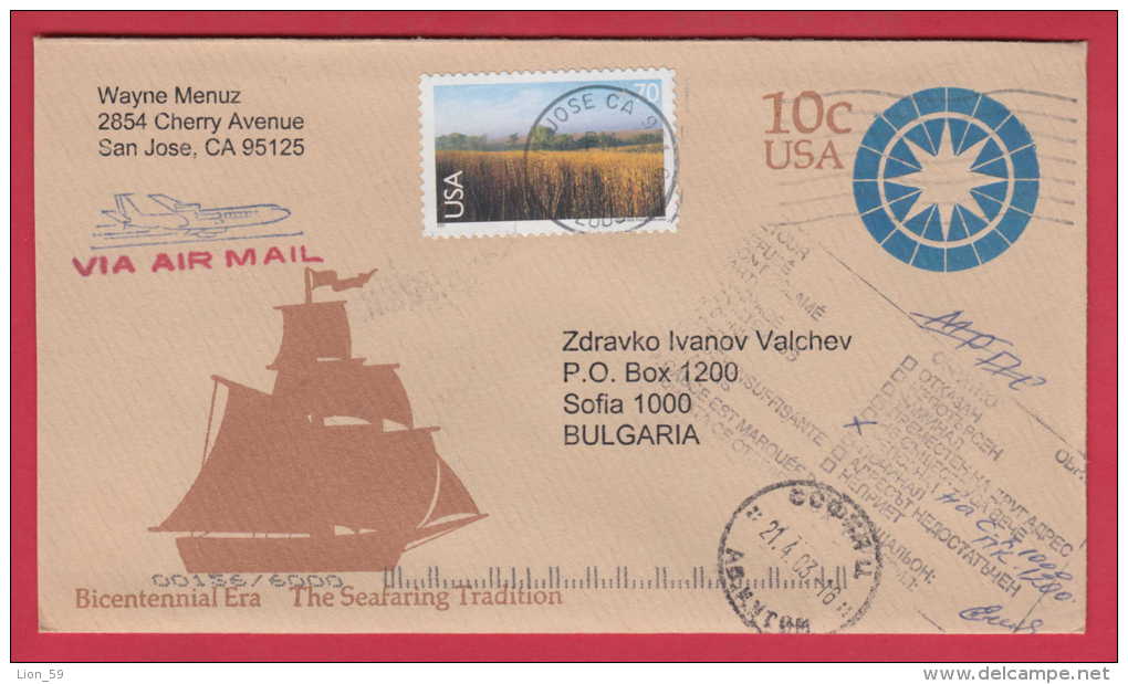 182309 / 2003 -  10 C. + 70 C. - BICENTENNIAL ERA , THE SEAFARING TRADITION , Stationery Entier , United States - 2001-10