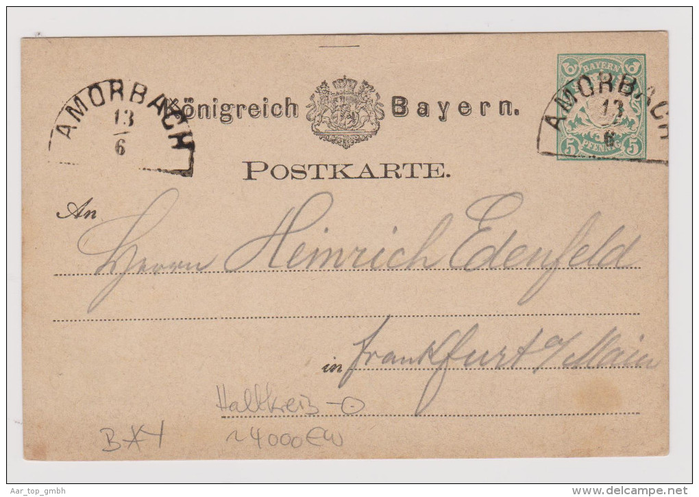 Heimat DE BAY AMORBACH ?-06-13 Halbkreis Stempel Auf Ganzsache Bayern - Entiers Postaux