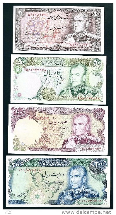 Banconotes  PERSIA  IRAN PERSE PERSIEN PERSAN PERSIAN 1975 SIGNATURE HUSHANG ANSARI 20+50+100+200 RI - Iran