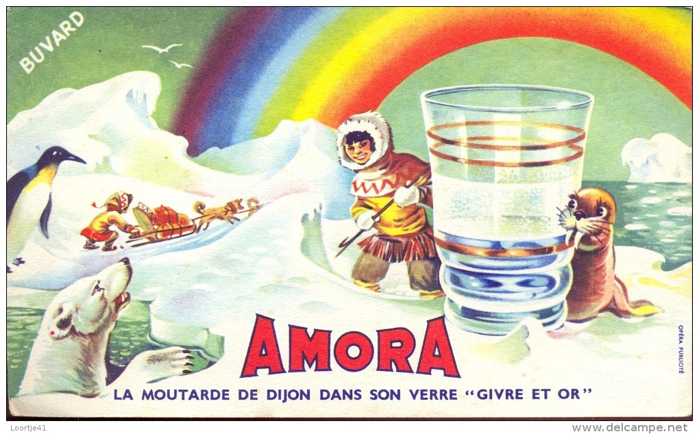 Buvard Vloeipapier Reclame Moutarde De Dijon Amora - Eskimo - Mosterd