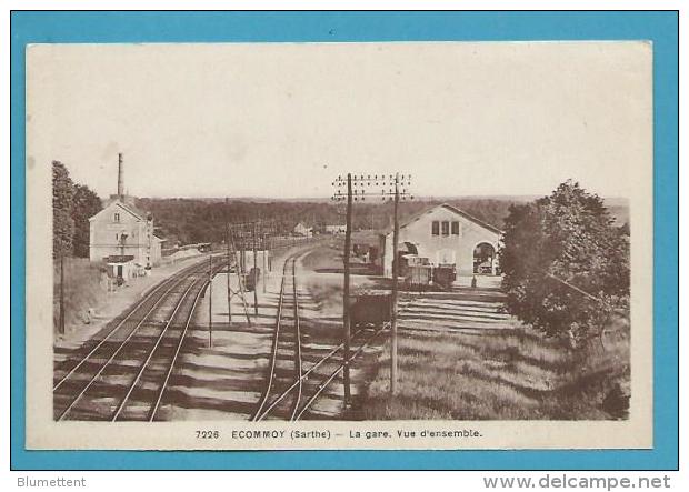 CPSM 7226 - Chemin De Fer Vue D'ensemble La Gare ECOMMOY 72 - Ecommoy