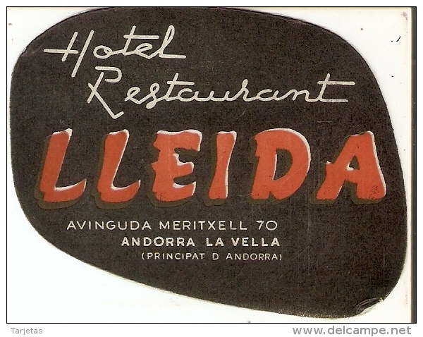 ETIQUETA DE HOTEL LLEIDA DE ANDORRA LA VELLA - ANDORRA - Hotel Labels