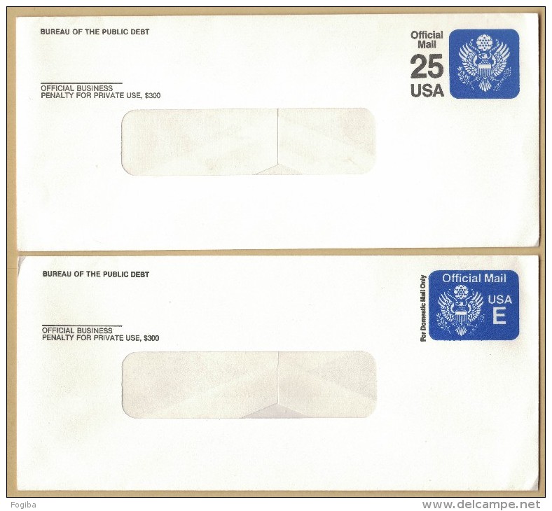 AG264      USA : 1982-1988 - Lotto Di 2 Interi Postali - Official Mail - Bureau Of Public Debt - 1981-00