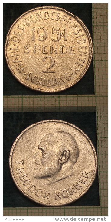 M_p> Austria Elezioni Del Presidente Federale - Donazione 2 Scellini 1951 - Monedas / De Necesidad