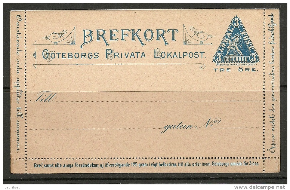 SCHWEDEN Sweden Stationery Cover Kartenbrief Göteborg Local Private Post - Emissions Locales