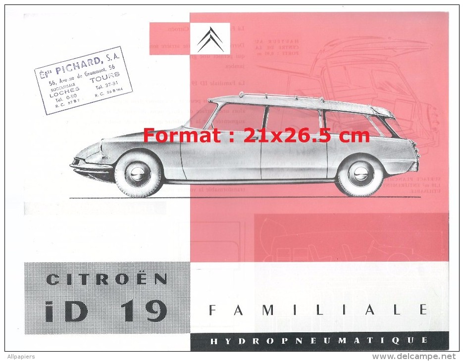 Publicité Citroen ID 19 Familiale Hydropneumatique + Fiche Technique - Autres & Non Classés