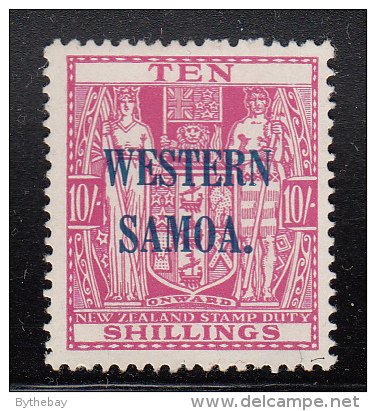 Western Samoa MH Scott #177 SG #191 Western Samoa Overprint On NZ 10sh Coat Of Arms - Wmk NZ, Star - Samoa