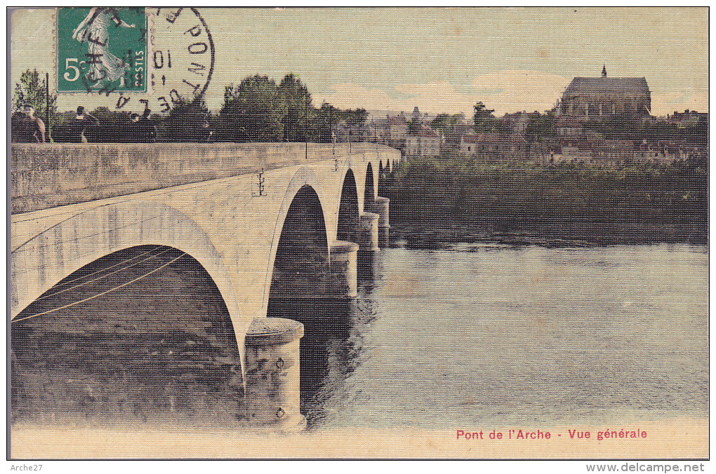 CPA - 27 - PONT De L'ARCHE - Vue Générale - Carte Toilée - Pont-de-l'Arche