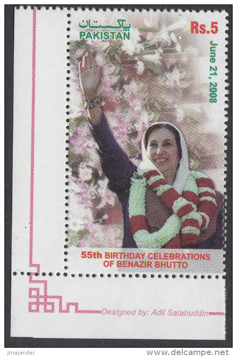 Pakistan 2008 55th Birthday Of Benazir Bhutton. MNH - Pakistan