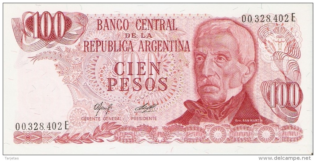 BILLETE DE ARGENTINA DE 100 PESOS GRAL SAN MARTIN DIFERENTES FIRMAS (BANKNOTE)  SIN CIRCULAR-UNCIRCULATED - Argentina