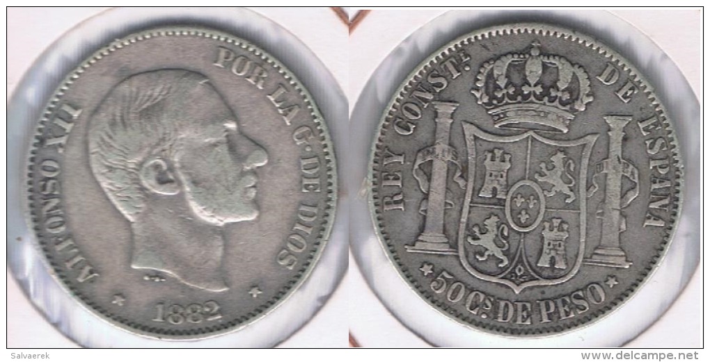 ESPAÑA FILIPINAS ALFONSO XII 50 CENTAVOS PESO 1882 PLATA SILVER Y - Philippinen