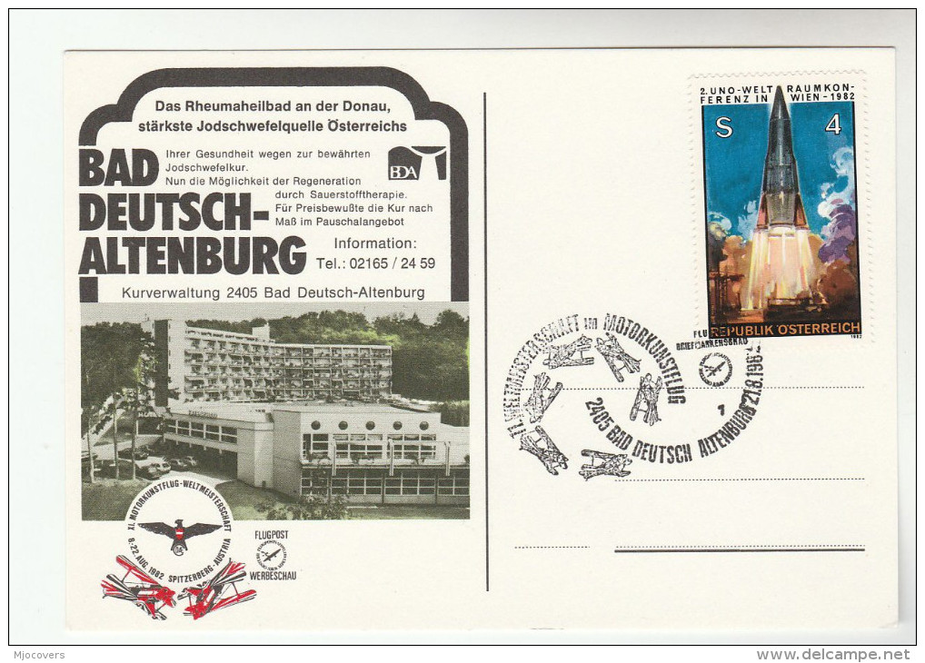 1982 AUSTRIA  Space ROCKET Stamps COVER (card) EVENT Pmk AEROBATICS AVIATION - Europe