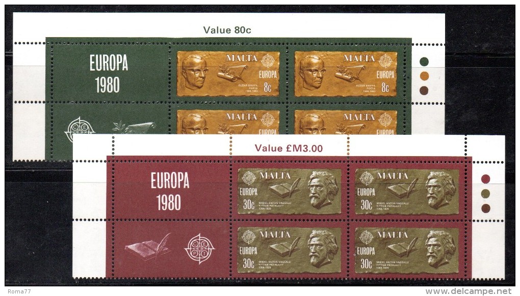 MALTA 1980  , Serie Completa N. 603/4 In Splendide Quartine ***  MNH - Malta