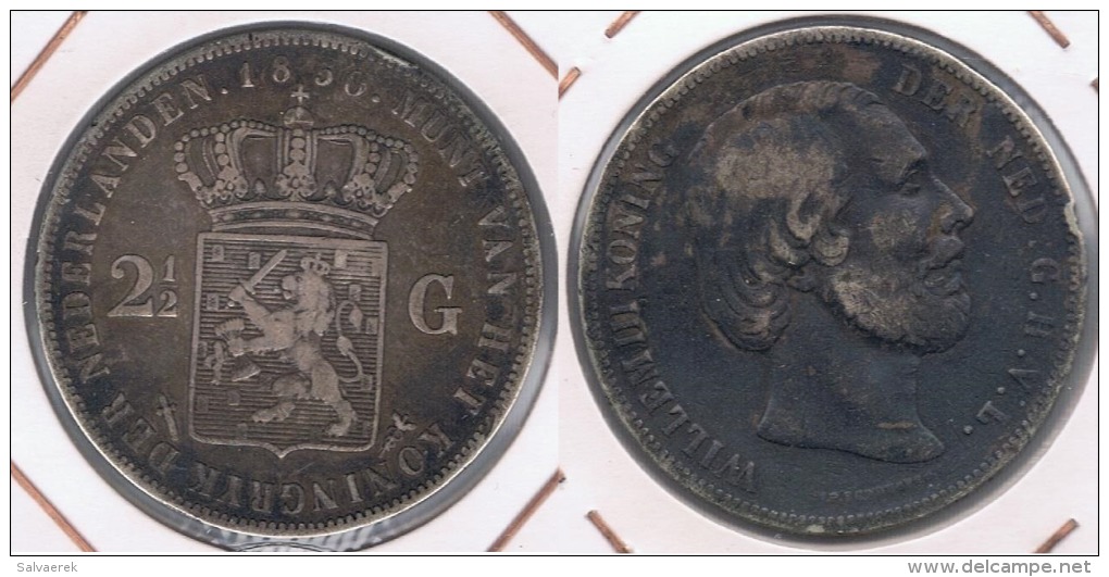 HOLANDA 2 Y MEDIO GULDEN 1850 PLATA SILVER Y - 1849-1890 : Willem III