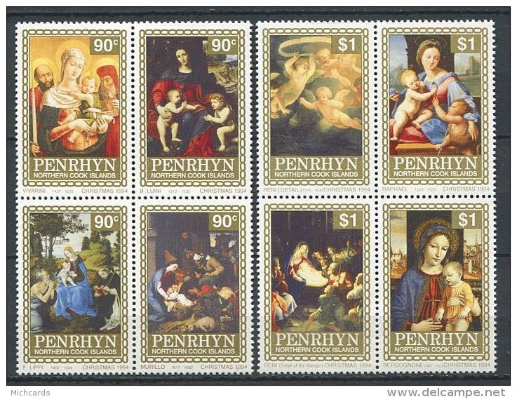 145 PENRHYN 1994 - Noel Tableau Vierge Enfant (Yvert 413/20) Neuf ** (MNH) Sans Trace De Charniere - Penrhyn