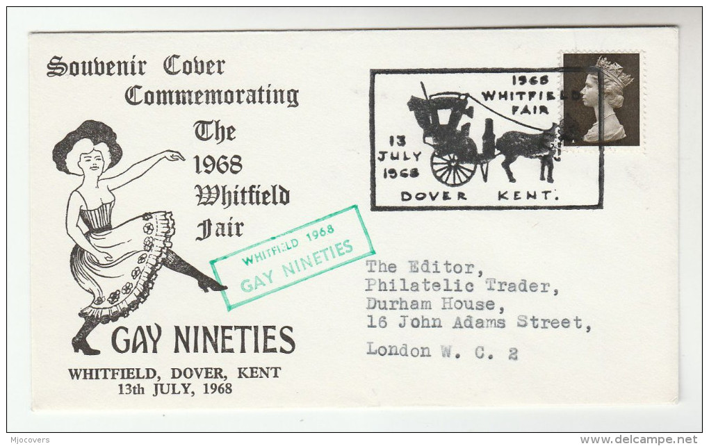 1968 The 'GAY NINETIES' Special WHITFIELD FAIR Dover EVENT COVER Gb Stamps Horse Carriage Costume - Horses