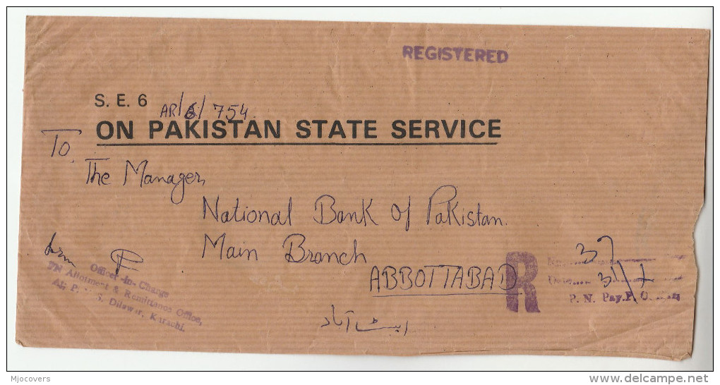 1989 REGISTERED Pakistan NAVY PAY OFFICE STATE SERVICE Cover To BANK OF PAKISTAN Forces Ship Stamps - Ships